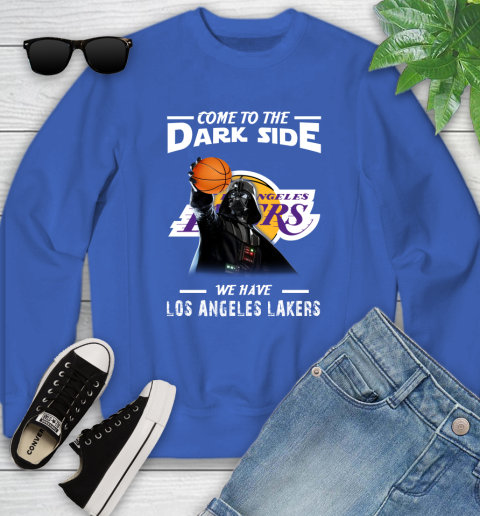NBA Come To The Dark Side We Have Los Angeles Lakers Star Wars Darth Vader Basketball Youth Sweatshirt 7