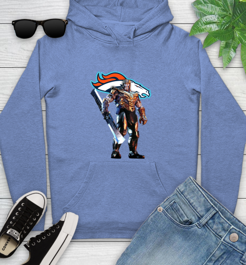 NFL Thanos Gauntlet Avengers Endgame Football Denver Broncos Youth Hoodie 12