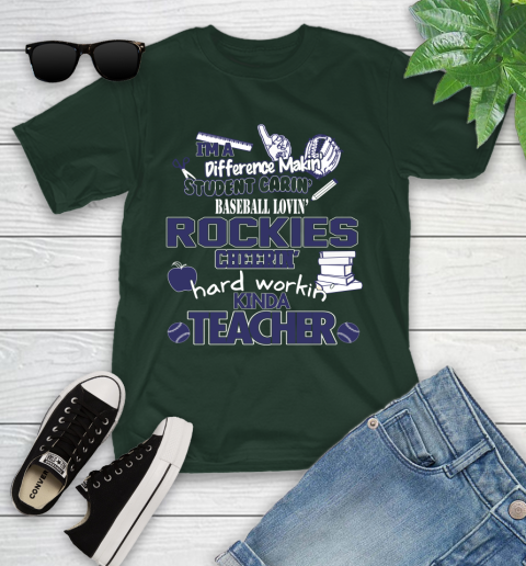 Colorado Rockies MLB I'm A Difference Making Student Caring Baseball Loving Kinda Teacher Youth T-Shirt 5
