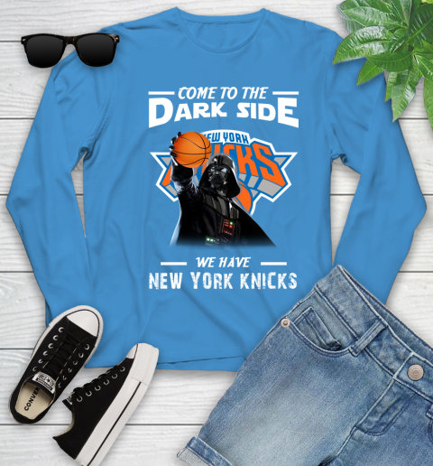 NBA Come To The Dark Side We Have New York Knicks Star Wars Darth Vader Basketball Youth Long Sleeve 8