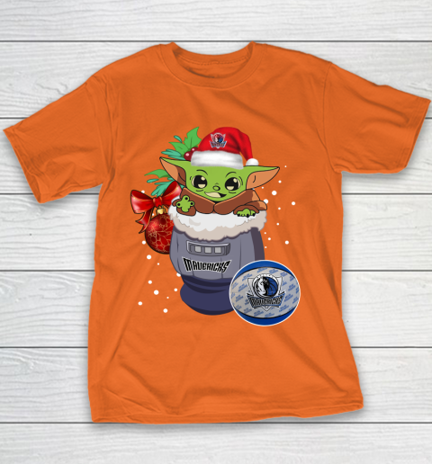 Dallas Mavericks Christmas Baby Yoda Star Wars Funny Happy NBA Youth T-Shirt 6