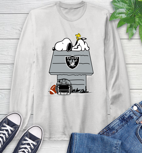 Oakland Raiders NFL Football Snoopy Woodstock The Peanuts Movie Long Sleeve T-Shirt