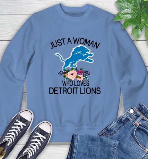 NFL Just A Woman Who Loves Detroit Lions Football Sports Sweatshirt 8