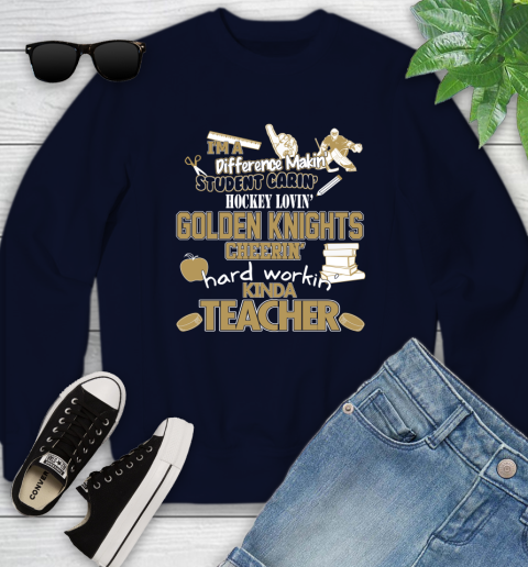 Vegas Golden Knights NHL I'm A Difference Making Student Caring Hockey Loving Kinda Teacher Youth Sweatshirt 2