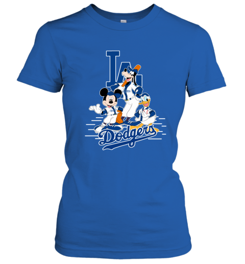 Los Angeles Dodgers Mickey Donald And Goofy Baseball Women's T-Shirt 