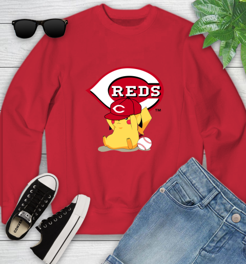 MLB Pikachu Baseball Sports Cincinnati Reds Youth Sweatshirt 9