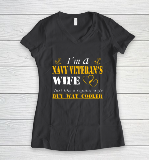 Womens I am a Navy veterans wife t shirt Navy veteran Women's V-Neck T-Shirt 6