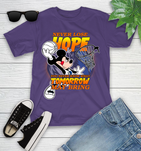 Dallas Mavericks NBA Basketball Mickey Disney Never Lose Hope Youth T-Shirt 3
