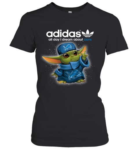 Baby Yoda Adidas All Day I Dream About Detroit Lions Women's T-Shirt