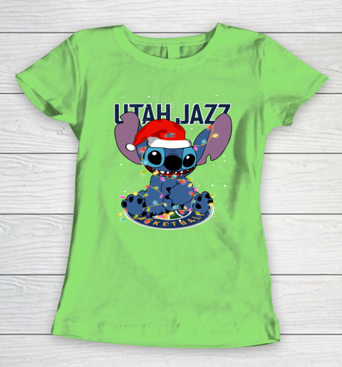 Utah Jazz NBA noel stitch Basketball Christmas Women's T-Shirt 5