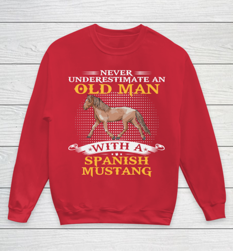 Download Father Gift Shirt Mens Never Underestimate An Old Man With A Spanish Mustang Horse T Shirt Youth Sweatshirt Tee For Sports