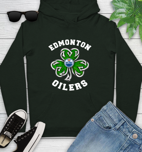 NHL Edmonton Oilers Three Leaf Clover St Patrick's Day Hockey Sports Youth Hoodie 14
