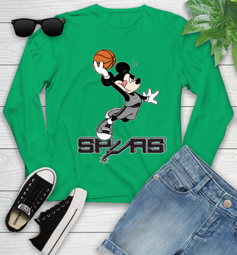 NBA Basketball San Antonio Spurs Cheerful Mickey Mouse Shirt Youth Long Sleeve 6