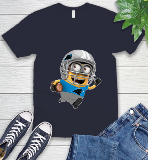 NFL Carolina Panthers Minions Disney Football Sports V-Neck T-Shirt 3
