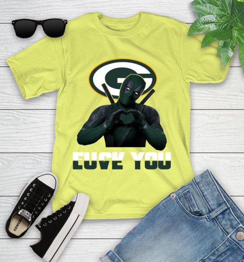 NHL Green Bay Packers Deadpool Love You Fuck You Football Sports Youth T-Shirt 10
