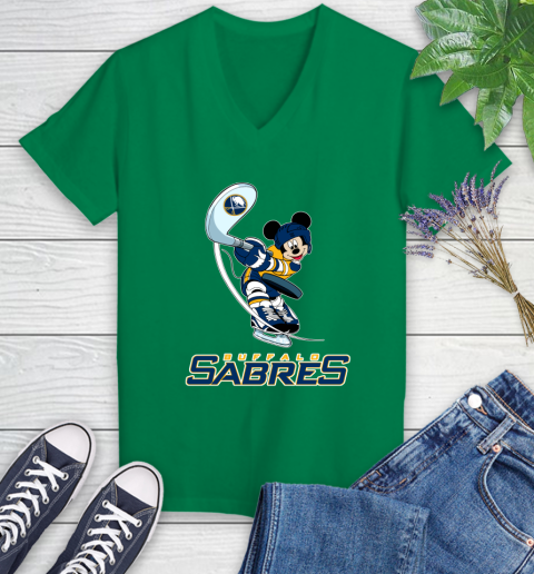 NHL Hockey Buffalo Sabres Cheerful Mickey Mouse Shirt Women's V-Neck T-Shirt 5