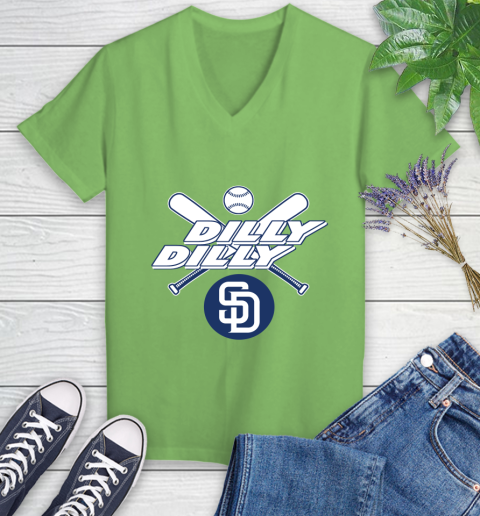 MLB San Diego Padres Dilly Dilly Baseball Sports Women's V-Neck T-Shirt 11