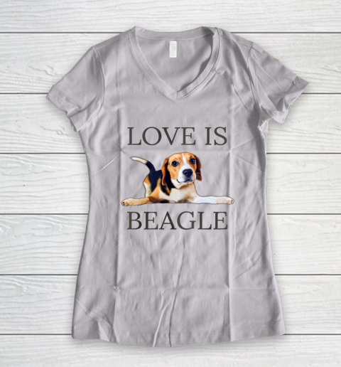 Dog Mom Shirt Beagle Shirt Women Men Kids Dog Mom Dad Love Is Pet Gift Women's V-Neck T-Shirt