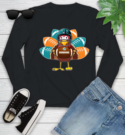 Miami Dolphins Turkey Thanksgiving Day Youth Long Sleeve 2