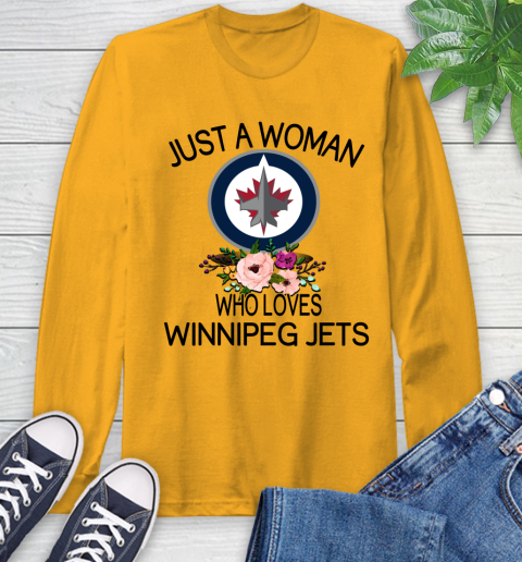 NHL Just A Woman Who Loves Winnipeg Jets Hockey Sports Long Sleeve T-Shirt 2