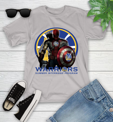 Golden State Warriors NBA Basketball Captain America Thor Spider Man Hawkeye Avengers Youth T-Shirt 12