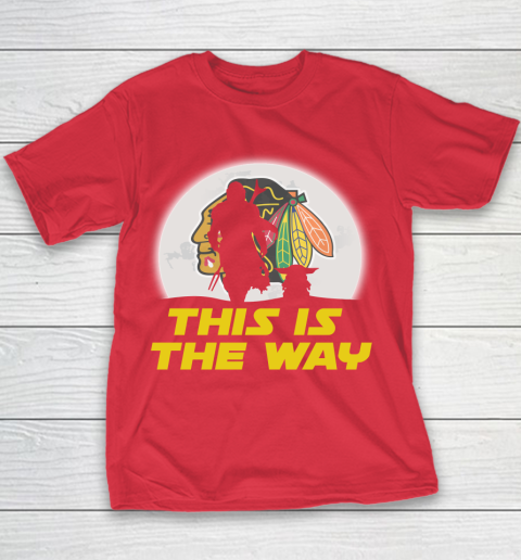 Chicago Blackhawks NHL Ice Hockey Star Wars Yoda And Mandalorian This Is The Way Youth T-Shirt 7