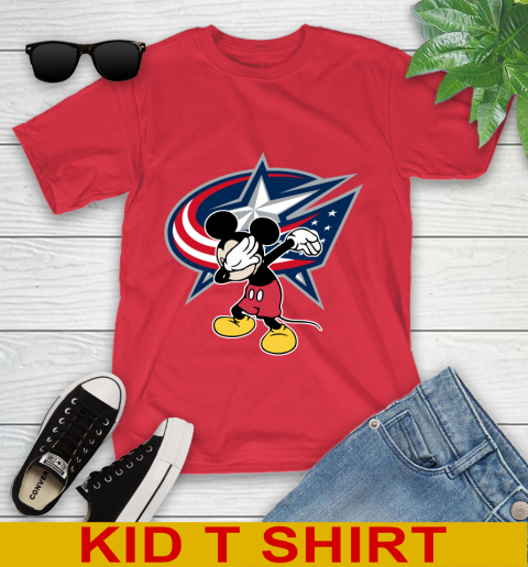 Columbus Blue Jackets NHL Hockey Dabbing Mickey Disney Sports Youth T-Shirt 10