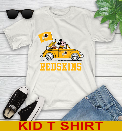 NFL Football Washington Redskins Pluto Mickey Driving Disney Shirt Youth T-Shirt