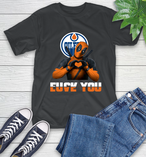 NHL Edmonton Oilers Deadpool Love You Fuck You Hockey Sports T-Shirt