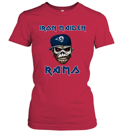 NFL Los Angeles Rams Iron Maiden Rock Band Music Football Sports j3ssTKpqWsT ladies t shirt 20 95 151514 front red