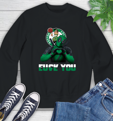 NBA Boston Celtics Deadpool Love You Fuck You Basketball Sports Sweatshirt