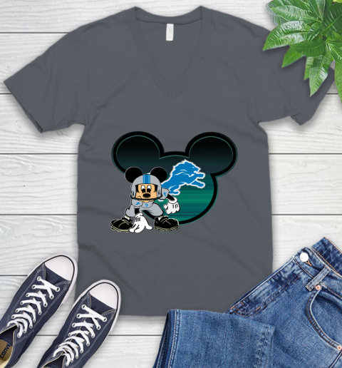 NFL Detroit Lions Mickey Mouse Disney Football T Shirt V-Neck T-Shirt 5