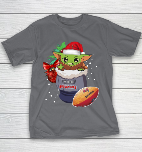 Tampa Bay Buccaneers Christmas Baby Yoda Star Wars Funny Happy NFL Youth T-Shirt 7