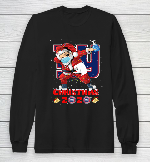 New York Giants Funny Santa Claus Dabbing Christmas 2020 NFL Long Sleeve T-Shirt