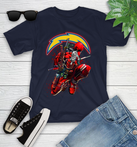 NFL Deadpool Marvel Comics Sports Football Los Angeles Chargers Youth T-Shirt 3