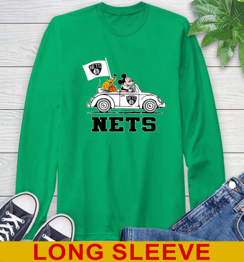 NBA Basketball Brooklyn Nets Pluto Mickey Driving Disney Shirt Long Sleeve T-Shirt 7