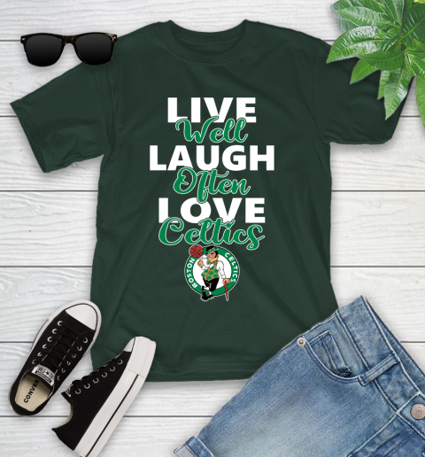 NBA Basketball Boston Celtics Live Well Laugh Often Love Shirt Youth T-Shirt 4
