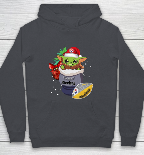 Pittsburgh Steelers Christmas Baby Yoda Star Wars Funny Happy NFL Youth Hoodie 7