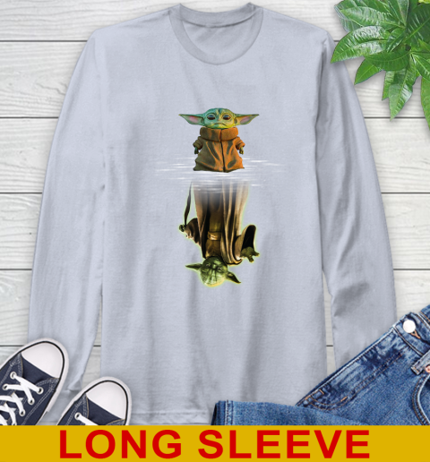 Mandalorian Baby Yoda star wars water reflection Long Sleeve T-Shirt 6