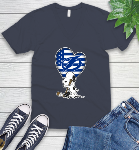 Tampa Bay Lightning NHL Hockey The Peanuts Movie Adorable Snoopy V-Neck T-Shirt 9