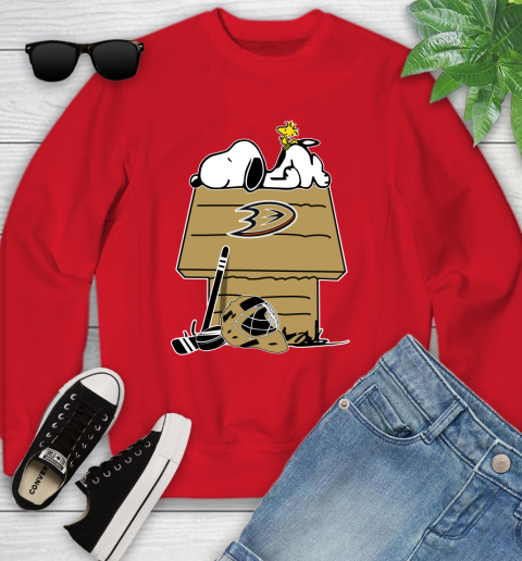 Anaheim Ducks NHL Hockey Snoopy Woodstock The Peanuts Movie Youth Sweatshirt 9