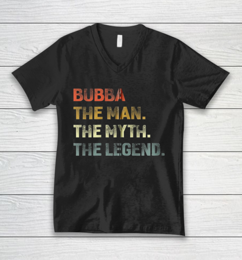 Grandpa Funny Gift Apparel  Bubba The Man The Myth The Legend Grandpa V-Neck T-Shirt