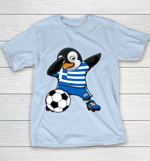 Dabbing Penguin Greece Soccer Fans Jersey Football Lovers Youth T-Shirt 4
