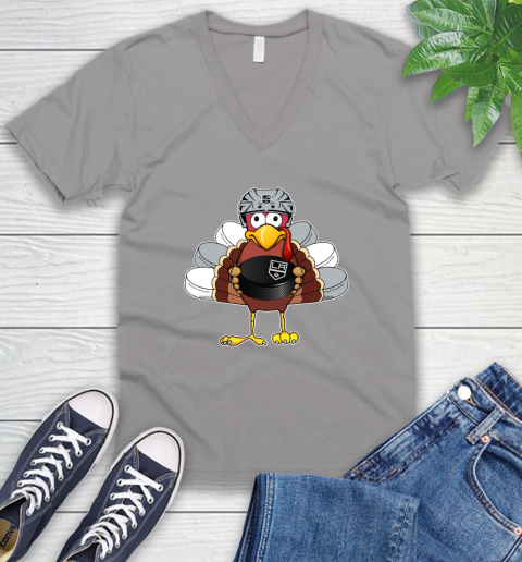 Los Angeles Kings Turkey Thanksgiving Day V-Neck T-Shirt 4