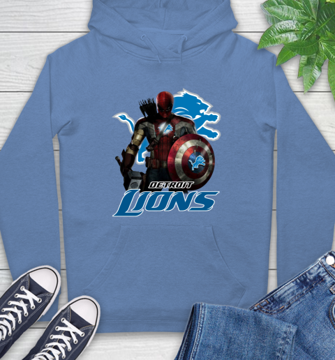 NFL Captain America Thor Spider Man Hawkeye Avengers Endgame Football Detroit Lions Hoodie 11
