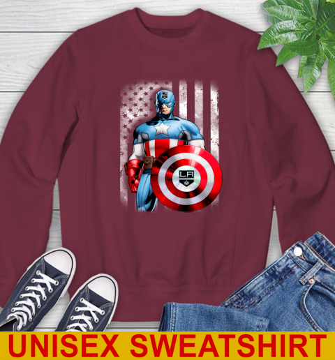 Los Angeles Kings NHL Hockey Captain America Marvel Avengers American Flag Shirt Sweatshirt 6