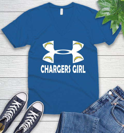 NFL Los Angeles Chargers Girl Under Armour Football Sports V-Neck T-Shirt 5