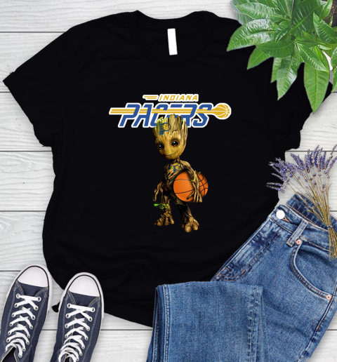 Indiana Pacers NBA Basketball Groot Marvel Guardians Of The Galaxy Women's T-Shirt 2