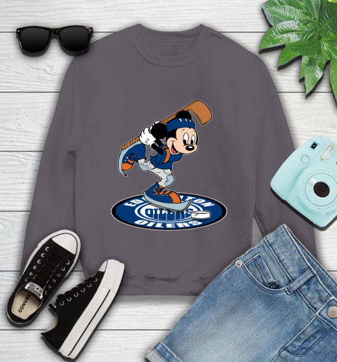 NHL Hockey Edmonton Oilers Cheerful Mickey Disney Shirt Youth Sweatshirt 5