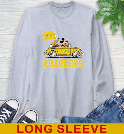 NFL Football Los Angeles Chargers Pluto Mickey Driving Disney Shirt Long Sleeve T-Shirt 6